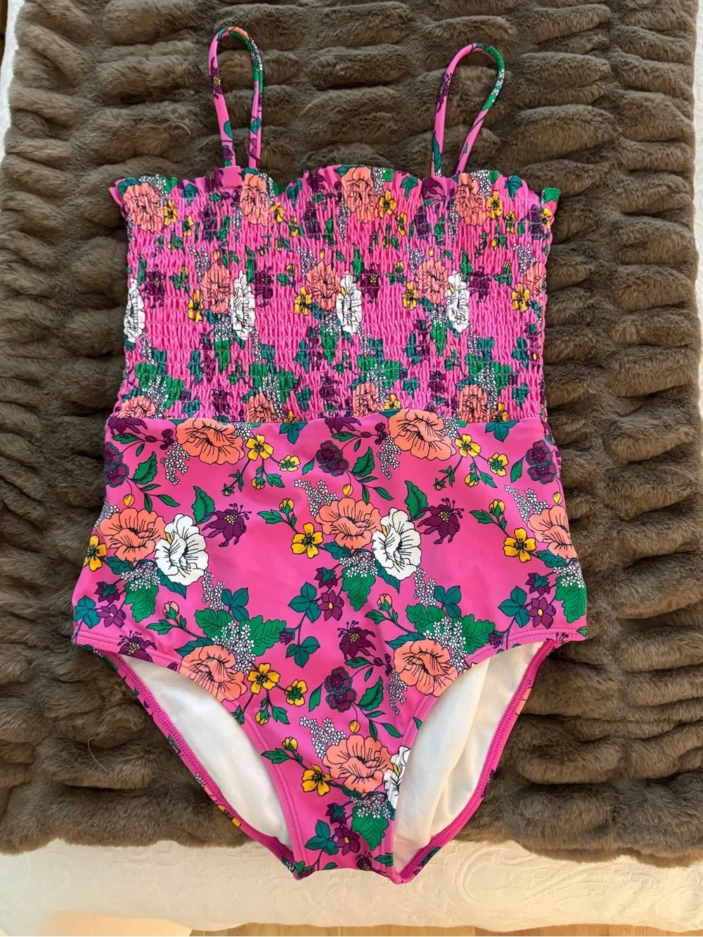 Girls Janie and Jack Pink Floral One-Piece Swimsuit